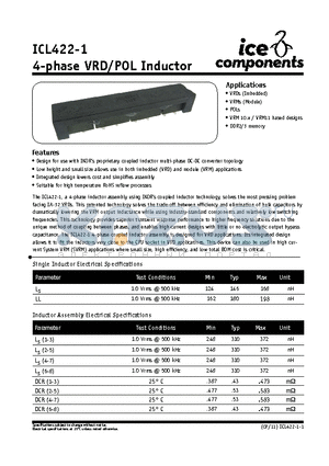 ICL422-1 datasheet - 4-phase VRD/POL Inductor