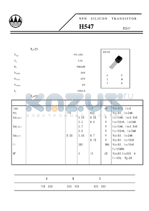 H547 datasheet - NPN SILICON TRANSISTOR