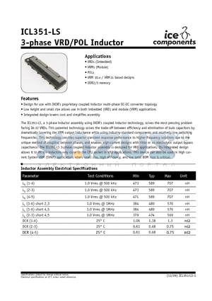 ICL351-LS datasheet - 3-phase VRD/POL Inductor