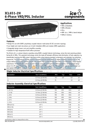 ICL651-2H datasheet - 6-Phase VRD/POL Inductor