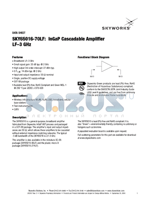 FBMH4525HM162N-T datasheet - InGaP Cascadable Amplifier LF-3 GHz