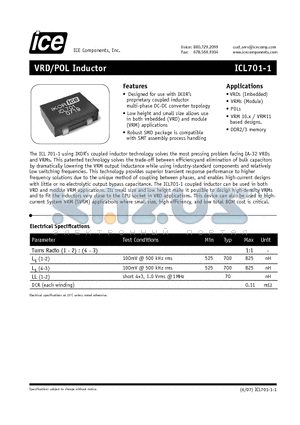 ICL701-1 datasheet - VRD/POL Inductor