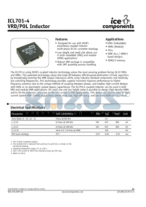 ICL701-4 datasheet - VRD/POL Inductor
