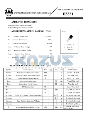 H5551 datasheet - NPN SILICON TRANSISTOR