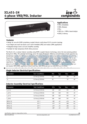 ICL451-1H datasheet - 4-phase VRD/POL Inductor