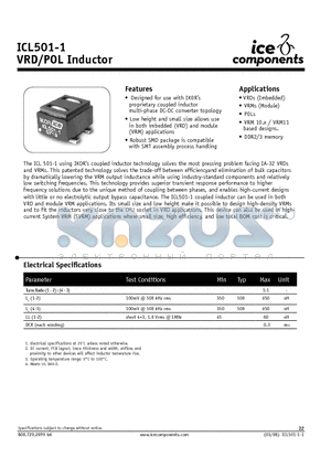 ICL501-1 datasheet - VRD/POL Inductor