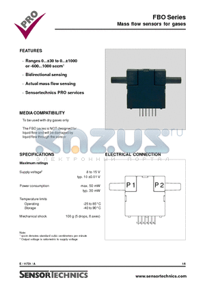 FBOM200DB datasheet - Mass flow sensors for gases