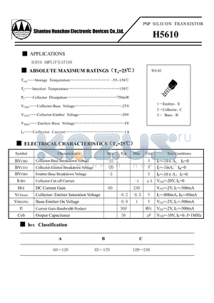 H5610 datasheet - PNP SILICON TRANSISTOR