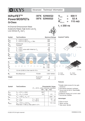 IXFK52N60Q2 datasheet - Advanced Technical Information