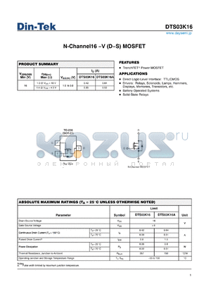 DTS03K16 datasheet - N-Channel16 V (DS) MOSFET