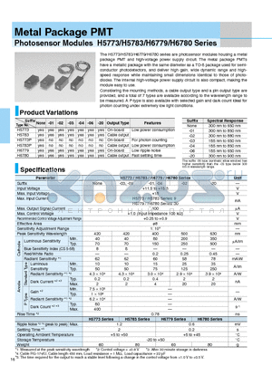 H5783-03 datasheet - Photosensor Modules