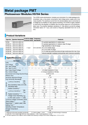 H5784-06 datasheet - Photosensor Modules