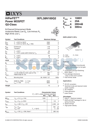 IXFL38N100Q2 datasheet - HiPerFET Power MOSFET Q2-Class