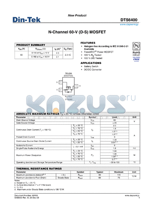 DTS6400 datasheet - Halogen-free According to IEC 61249-2-21