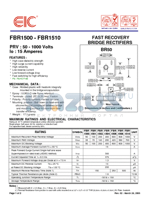 FBR1500_05 datasheet - FAST RECOVERY