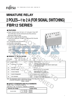 FBR12 datasheet - 2 POLES-1 to 2 A (FOR SIGNAL SWITCHING)