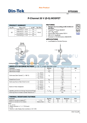 DTS2305 datasheet - Halogen-free According to IEC 61249-2-21