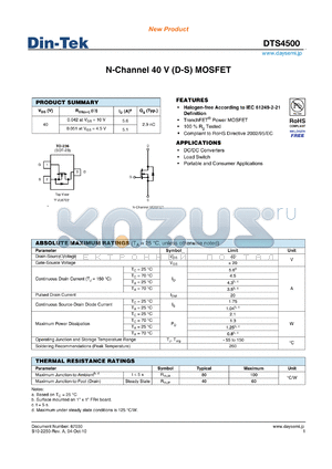 DTS4500 datasheet - Halogen-free According to IEC 61249-2-21