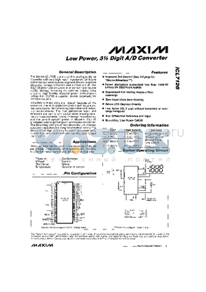 ICL7126CPL datasheet - Low Power, 3m Digit A/D Converter