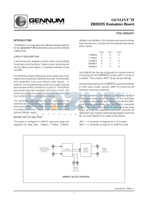 EB9035 datasheet - GENLINX-TM II EB9035 Evaluation Board