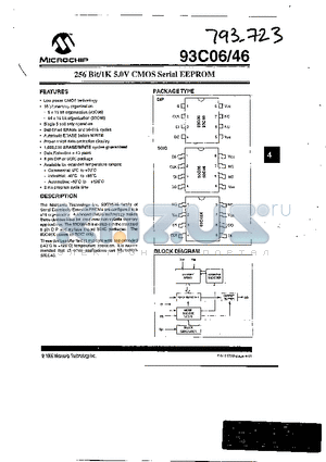 93C06-P datasheet - 256 Bit/1K 5.0V CMOS Serial EEPROM