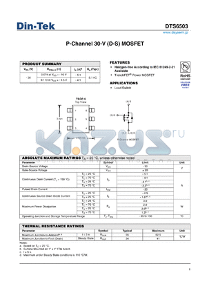 DTS6503 datasheet - Halogen-free According to IEC 61249-2-21