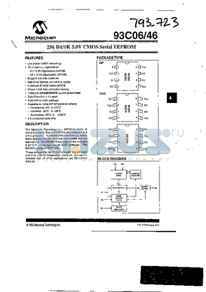 93C06-ISN datasheet - 256 Bit/1K 5.0V CMOS Serial EEPROM