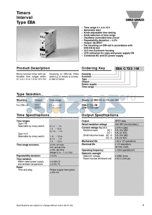 EBACT231M datasheet - Timers Interval