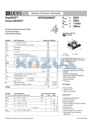 IXFN230N20T datasheet - GigaMOS Power MOSFET