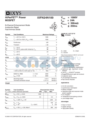 IXFN24N100_08 datasheet - HiPerFET Power MOSFET