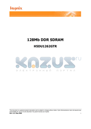 H5DU1262GTR-E3 datasheet - 128Mb DDR SDRAM