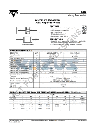 EBC00DL210GA0W datasheet - Aluminum Capacitors  Axial Capacitor Style