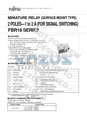 FBR18ND12 datasheet - MINIATURE RELAY (SURFACE MOUNT TYPE)  2 POLES-1 to 2 A (FOR SIGNAL SWITCHING)