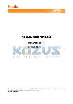 H5DU5162ETR-K2C datasheet - 512Mb DDR SDRAM