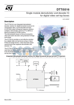 DTTI5516XWC datasheet - Single module demodulator and decoder IC for digital video set-top boxes