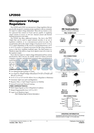 LP2950ACDT-3.3 datasheet - Micropower Voltage Regulators