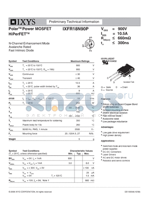 IXFR18N90P datasheet - Polar Power MOSFET HiPerFET