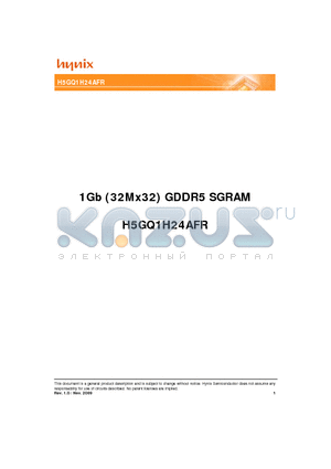 H5GQ1H24AFR datasheet - 1Gb (32Mx32) GDDR5 SGRAM