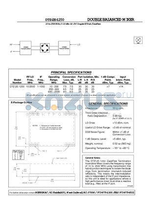 DTZ-2E-1250 datasheet - DOUBLE BALANCED MIXER