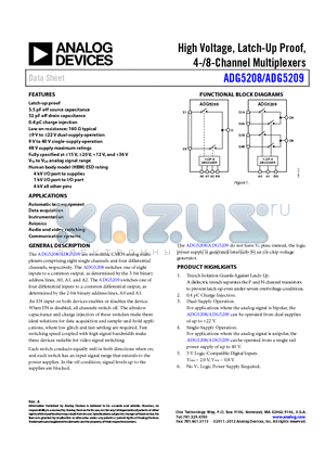 ADG5209BRUZ-RL7 datasheet - High Voltage, Latch-Up Proof