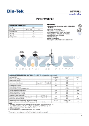 DTU2N60_13 datasheet - Power MOSFET Halogen-free According to IEC 61249-2-21 Definition