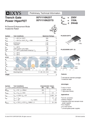 IXFV110N25TS datasheet - Trench Gate Power HiperFET