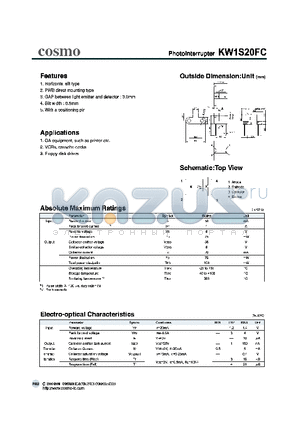 KW1S20FC datasheet - Photointerrupter