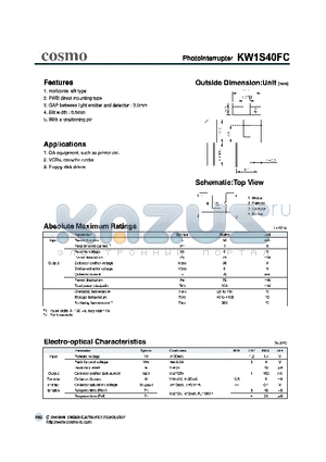 KW1S40FC datasheet - Photointerrupter