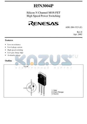 H5N3004P datasheet - Silicon N Channel MOS FET High Speed Power Switching