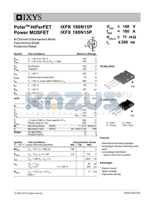 IXFX180N15P datasheet - Polar HiPerFET Power MOSFET