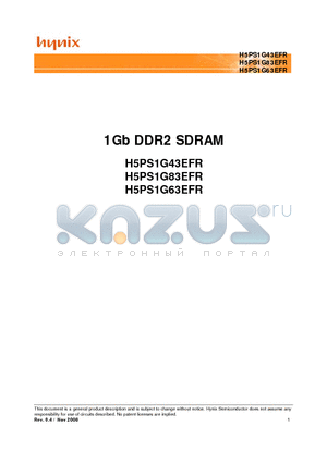 H5PS1G43EFR datasheet - 1Gb DDR2 SDRAM