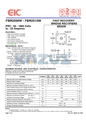 FBR2500W_05 datasheet - FAST RECOVERY
