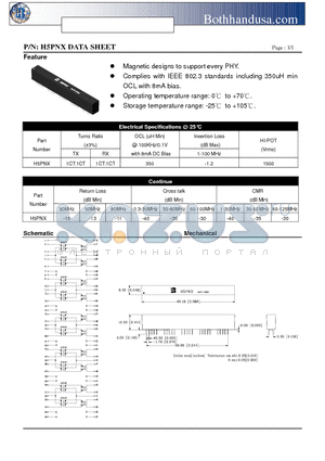 H5PNX datasheet - FIVE PORT 10/100 BASE-TX MAGNETICS