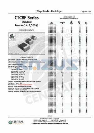 CTCB0603F-222S datasheet - Chip Beads - Multi-layer